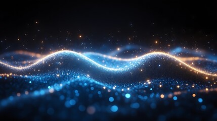 abstract blue and orange particle wave background