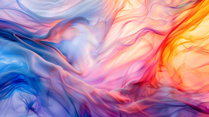 Wall Mural - A colorful abstract painting with a blue, purple, and orange swirl. 