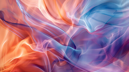 Wall Mural - A colorful abstract painting with a blue, purple, and orange swirl. 