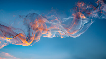 Wall Mural - A blue sky with orange and blue flames. 