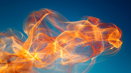 Wall Mural - A blue sky with orange and blue flames. 