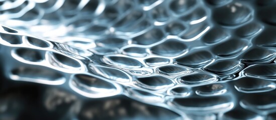 Aufkleber - abstract close-up of reflective water surface with bubbles and ripples in shades of blue and silver 