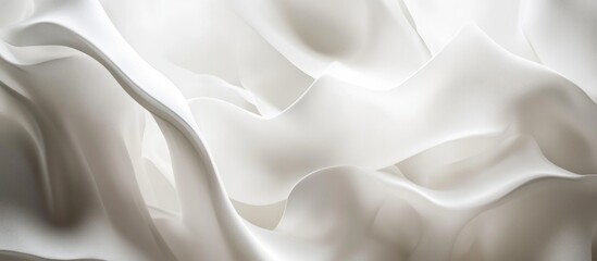Poster - White silk fabric texture with soft flowing waves and subtle highlights suitable for backdrop design and textile patterns Copy Space