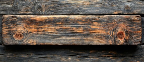 Poster - Weathered wooden surface with deep grooves and knots texture suitable for backgrounds or overlays Copy Space