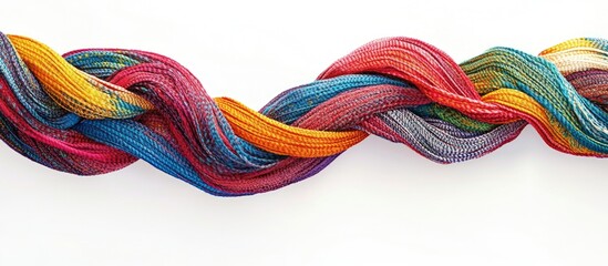 Poster - Colorful twisted fabric texture design with bright hues isolated on white background Copy Space