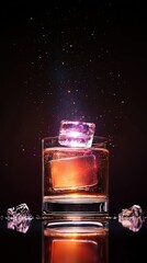 Poster - Galactic cocktail glass with glowing liquid abstract background drink elegant mood surreal essence