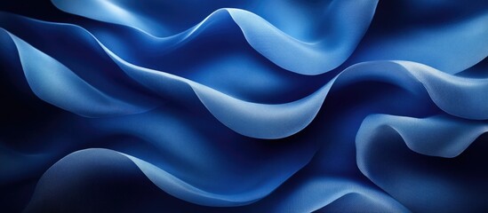 Poster - Blue satin fabric texture with soft folds and waves suitable for backgrounds and design purposes. Copy Space available.