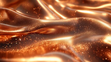 Poster - Warm golden fabric cascades gracefully, reflecting soft light that highlights its exquisite texture and subtle sparkle. The scene evokes a sense of elegance and richness