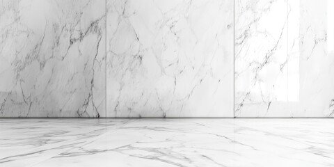 Poster - Marble wall and floor interior background with elegant white and gray marbling patterns suitable for modern design projects Copy Space