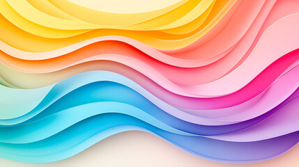 Aufkleber - Dynamic wave patterns display a blend of vibrant pastel colors creating a soothing and modern artistic background, inviting creativity