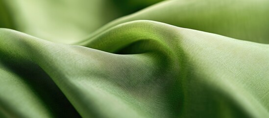 Poster - Green silk fabric texture with soft folds and gentle drapes for background design and textile use