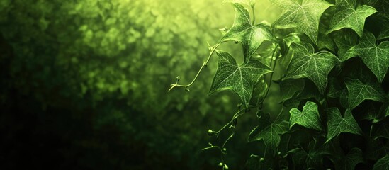 Poster - Green ivy leaves with a soft blurred background creating a natural and fresh atmosphere suitable for text overlay Copy Space