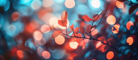 Aufkleber - colorful abstract bokeh background with leaves and soft lighting, featuring vibrant circles and gent