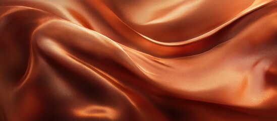Poster - Satin fabric texture in warm shades of orange with flowing waves and soft highlights ideal for backgrounds and design elements Copy Space