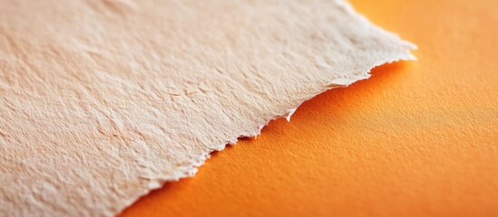 Poster - Textured paper edge on an orange background with soft lighting and clear focus ideal for backgrounds and design elements Copy Space
