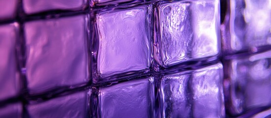 Fototapete - Close-up view of purple colored ice cubes with reflections creating an abstract background ideal for various design projects Copy Space