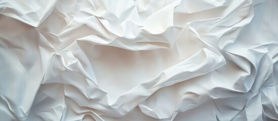 Poster - Crumpled white fabric background with textured folds and creases suitable for various design applications Copy Space