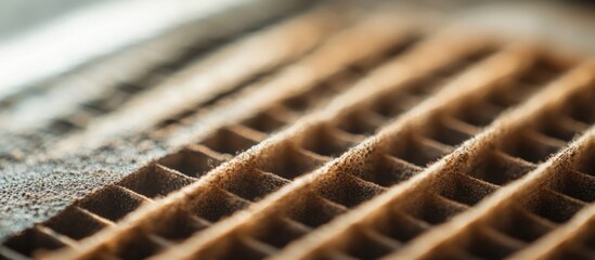 Poster - Close-up view of textured surface with intricate patterns and fine dust particles highlighting the details of a material, Copy Space