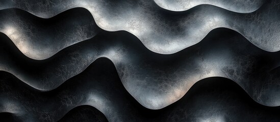 Fototapete - Abstract textured waves in dark tones with highlights and shadows ideal for background design and creative projects Copy Space