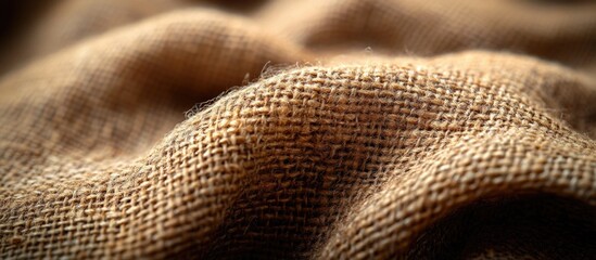 Poster - Textured surface of burlap fabric with detailed weaving pattern natural color tones close-up shot Copy Space