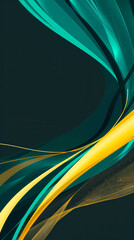 Aufkleber - Dynamic waves of green and yellow blend seamlessly against a dark backdrop, creating an engaging and energetic design