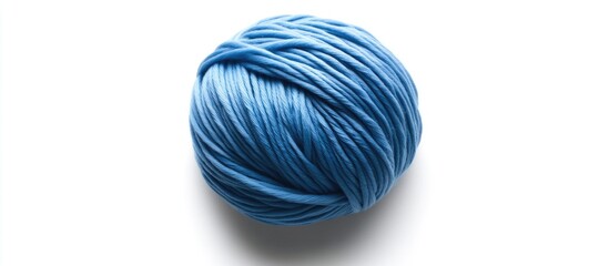Poster - Blue yarn ball isolated on white background with copy space for text or design elements