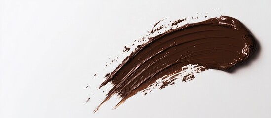 Poster - Brown paint stroke on white background with smooth texture and dynamic movement Copy Space