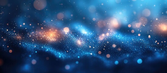 Fototapete - Abstract blue bokeh background with glowing particles and smooth waves in a dreamy visual effect ideal for creative projects Copy Space
