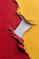 Poster - Bold design showcases jagged torn-paper edges in vibrant red and yellow, allowing ample white space perfect for text. Ideal for eye-catching graphics or advertisements