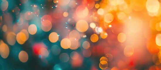Poster - Abstract bokeh background with multicolored lights in a soft focus creating a vibrant and shimmering effect Copy Space