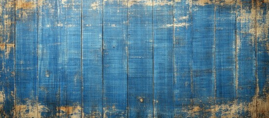 Poster - Blue weathered wooden planks background with natural grain patterns and texture suitable for design projects. Copy Space