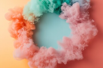 Poster - a vibrant border of swirling smoke in red, orange, yellow, green, and blue creates a striking visual