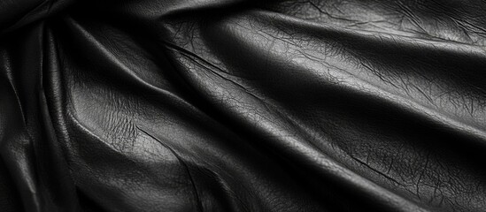 Poster - Black leather texture with folds and creases suitable for background use or material design Copy Space
