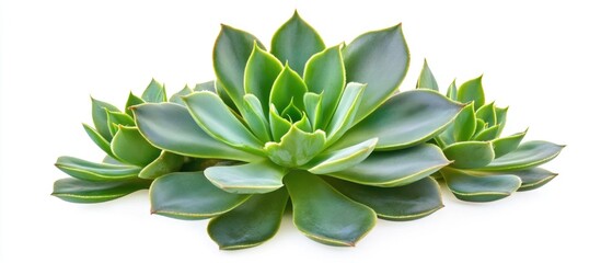 Poster - Succulent plants arrangement with green leaves isolated on white background Copy Space