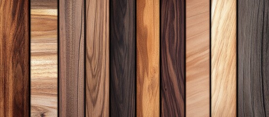 Poster - Various Types of Wooden Panels Showing Different Textures and Colors with Copy Space