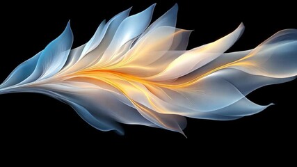 Poster - Dynamic abstract design features flowing shapes in orange and blue tones against a black backdrop, creating a captivating visual experience
