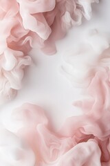 Poster - A border of translucent smoke gently swirls in pale pink and white, with glowing edges enhancing the light and airy atmosphere against a pristine white backdrop