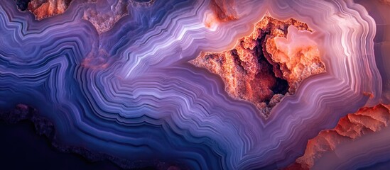 Fototapete - Abstract pattern of multicolored agate stone with natural layers and textures suitable for use as a background and design element Copy Space