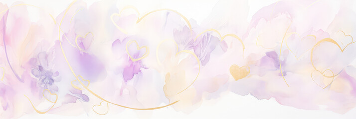 Poster - A beautiful arrangement of pastel-colored floral motifs intertwined with graceful gold lines creates a serene and elegant atmosphere