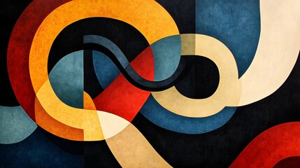 Wall Mural - Serpentine Geometry:Abstract Artwork of Snake Coiling Around Geometric Shape