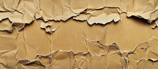 Poster - Crinkled and torn brown paper texture background with visible wrinkles and creases ideal for design and photography projects Copy Space