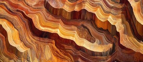 Poster - abstract close-up texture of layered sandstone with warm hues of orange, brown and cream, suitable f