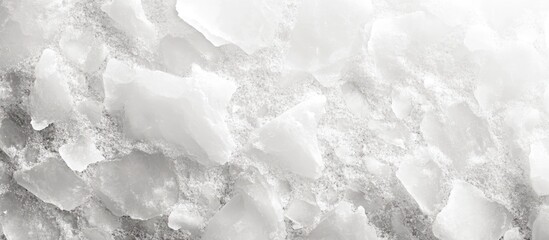 Poster - White salt crystals with varying textures and sizes on a light background suitable for food or design applications Copy Space