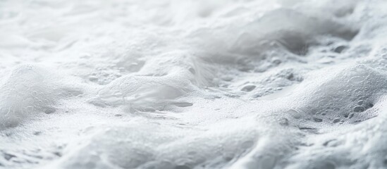 Poster - Close-up view of white foamy water surface with bubbles and ripples Copy Space