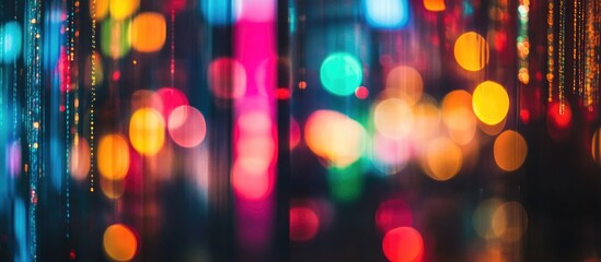 Poster - Colorful abstract light bokeh background with vertical lines and copy space for text use in designs