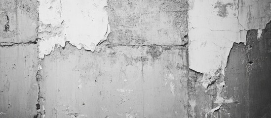 Poster - Textured concrete wall with peeling paint and cracks in grayscale with copy space for text placement