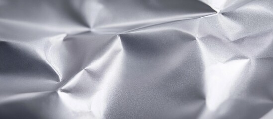 Poster - Wrinkled metallic foil texture background with reflective surface and soft lighting for design use