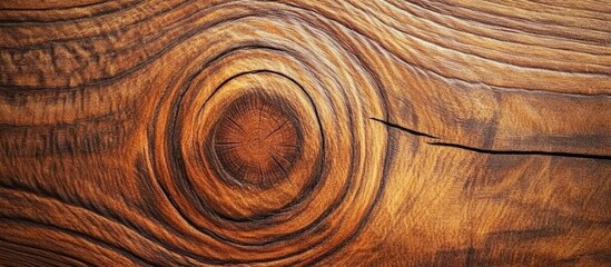 Poster - Close-up view of textured wooden surface with natural patterns and knots showcasing warm brown tones and fine grain details Copy Space