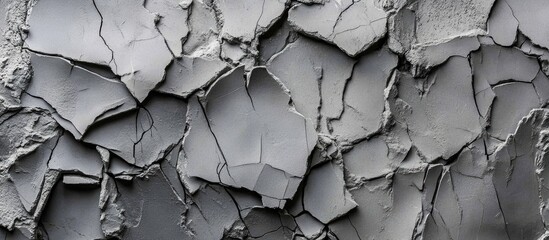 Poster - Cracked gray wall texture with detailed fissures and irregular surface patterns suitable for backgrounds and design projects