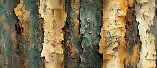 Poster - Textured bark of trees with various colors and layers, natural wood patterns, close-up view, Copy Space